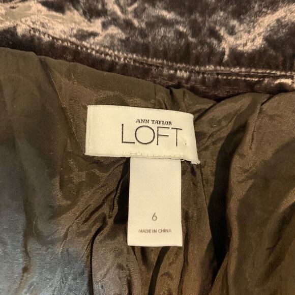 Ann Taylor Loft Jacket Womens 6 Chocolate Crushed Velvet Shawl Peplum Cropped - Picture 13 of 16